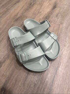 Birkenstock Foam Double Buckle Slide Sandals - Light blue/teal
